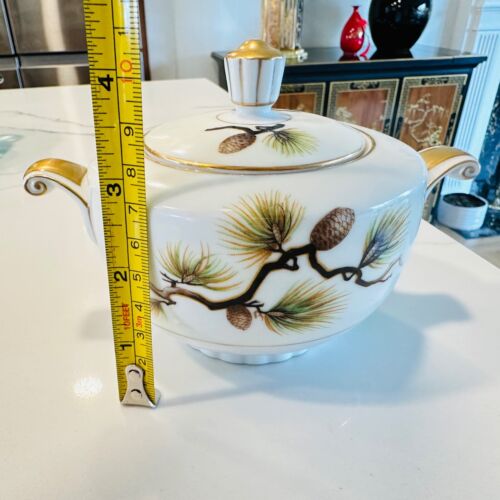 Narumi China Plates, Serving Dishes Shasta Beige Pine Tree Pine Cone 1958 - Picture 11 of 12