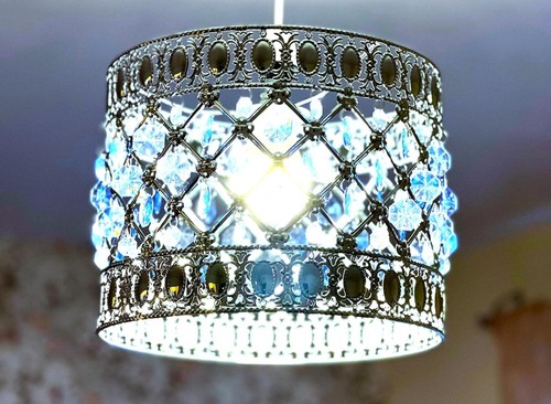 Moda Ceiling Litght Shade Pendant Round Chandelier Acrylic Beaded Home Office - Picture 7 of 35