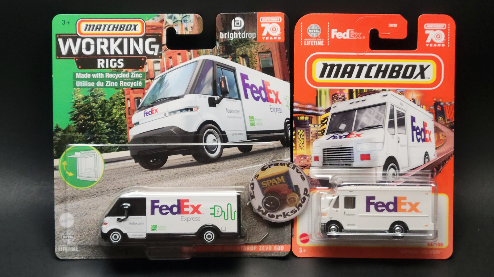 Matchbox Working Rigs FedEx GM Brightdrop Zevo 600 & FedEx Express