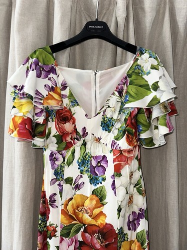 Dolce & Gabbana Silk floral print ruffle sleeves dress XS IT 38 Women’s - Picture 5 of 11