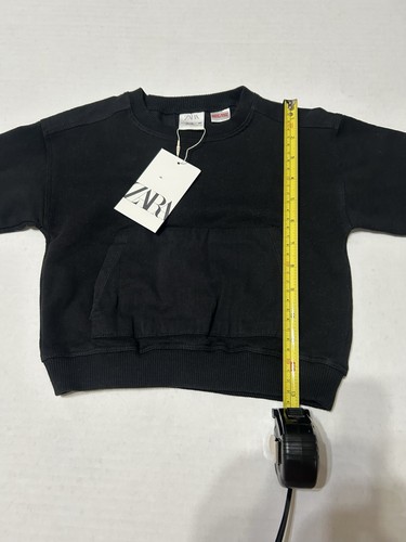 Zara Baby Black Pocket Crewneck Sweatshirt Unisex Size 9-12 Months kids NWT - Picture 3 of 6