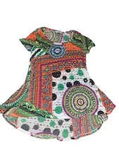 Adore Womens Size L  Multi  Colored Cut Out Tab Shift Dress Boho Mod Hippie