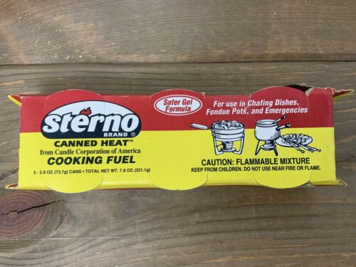 3-Pack Sterno Canned Heat Cooking Fuel 45 Minute Gel Can Camp or Emergency
