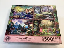 Thomas Kinkade Painter of Light Disney Parks Jigsaw Puzzles 4-in-1 500 Piece New