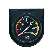 AutoMeter 2337 GAUGE CONSOLE, VACUUM, 2" , 30INHG, BLK DIAL, BLK BEZEL, AUTOGAG