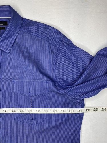 Marc Anthony Button Shirt Men’s Medium Slim Stretch Blue Long Sleeve - Picture 5 of 6