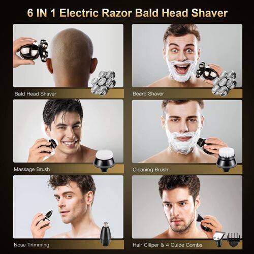 Electric Shaver 7 Head Razor Bald Beard Hair Skull Trimmer Beard Remover Men UK - Picture 9 of 10