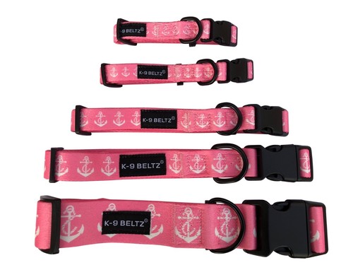 K-9 Beltz Cuello Náutico Perro Rosa/Blanco Barco Ancla Ajustable XS, S, M, L, XL - Imagen 11 de 20
