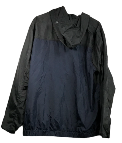 Goliath Mens XL Anorak Hooded Rain Windbreaker Navy Grey Kangaroo Pocket Snap - Picture 2 of 14