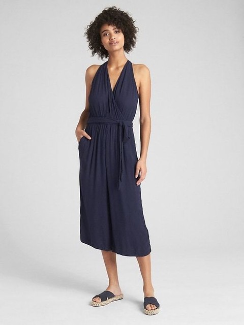 navy halterneck jumpsuit