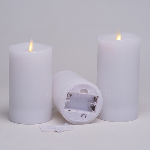 3ps Luminara Flameless Battery Pillar Wax Candles with Remote Moving Flame white - Picture 7 of 7