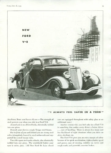 I always feel safer in a Ford V-8 Coupe ad 1934 Time