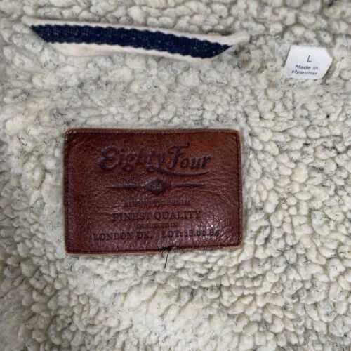 M&S Eighty Four Jacket Mens Large Blue Trucker Borg Fleece Corduroy Sherpa Cord - Picture 5 of 17