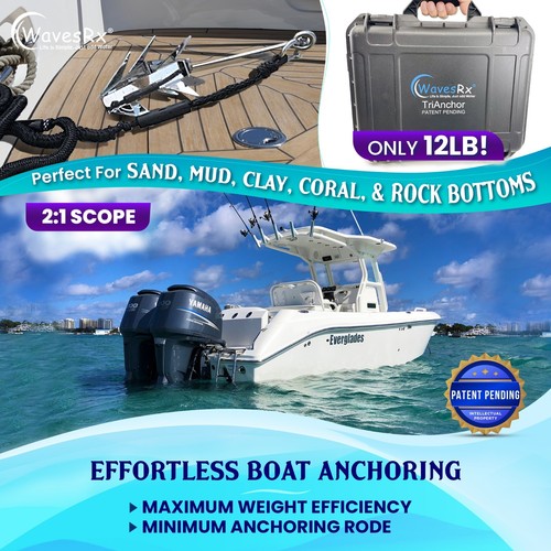 Open Box WavesRx 12lb TriAnchor - 316 Stainless Steel Folding Anchor for PWC - Bild 3 von 6