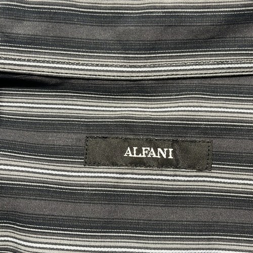 Alfani, Black/Gray Striped Button-down Long Sleeve Women's Shirt Size L - Picture 7 of 9