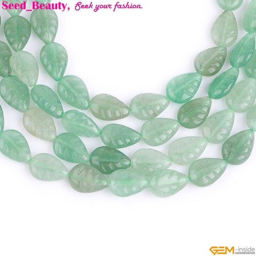 Natural Leaf Double Carved Assorted Gemstone Beads For Jewelry Making 15" 8x11mm - Picture 63 of 90