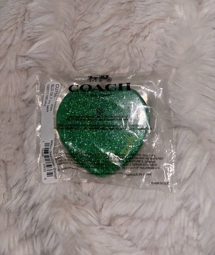 NEW Coach Glitter Heart Military Green/Green Sherbet Dual Sided Compact Mirror - Picture 13 of 15
