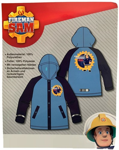 BOYS RAIN COAT FIREMAN SAM RAIN JACKET WATERPROOF HOODED 5 6 7 8 YEARS BNWT - Picture 2 of 3