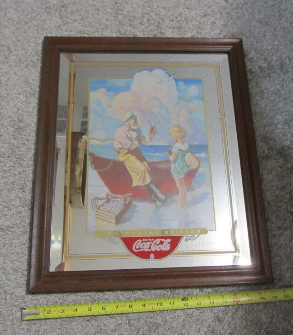 Coca-Cola Centennial Edition パブミラー Coca-Cola Centennial Framed Mirror 19x23 vintage 1886 1986