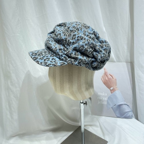 Soft Denim Pumpkin Hat Sweet Blue Leopard Painter Hat Streetwear - Picture 10 of 10