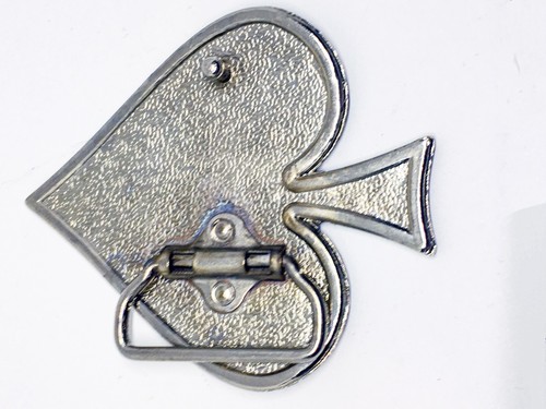 Belt Buckle Black Playing Spades Card Spade Single Split Red Swap New Holographi - Picture 4 of 12