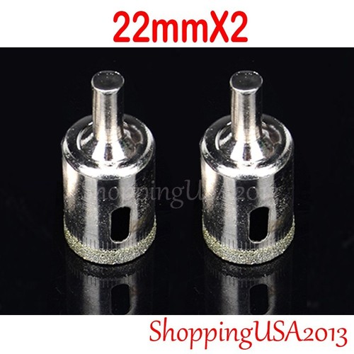 2 X 22mm Diamond Drill Bit Set Chucks Hole Saw Cutter Tool Glass Granite Tile - Picture 3 of 5