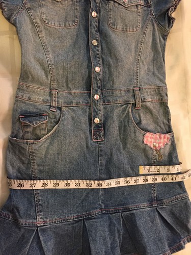 Baby Phat Girlz Denim Rosa Perla Botones a presión Bolsillos Vestido Talla Grande - Imagen 9 de 11