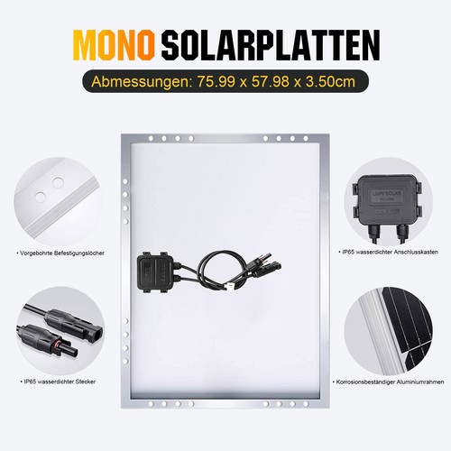 100W Solarmodul Solarpanel PV Solarzelle Monokristallin Photovoltaik Wohnmobil - Bild 2 von 13