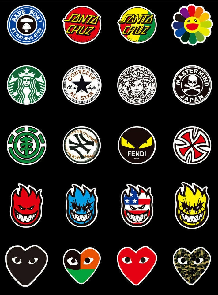 101pcs Brand Logo Sticker Pack Decal Vinyl Guitar Luggage Tide Skateboard Laptop - Bild 2 von 4