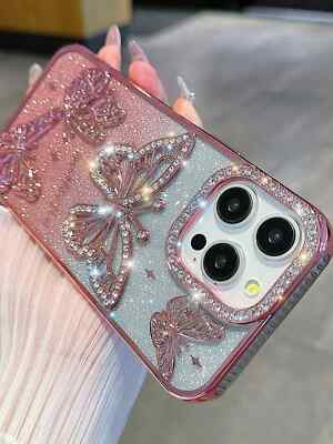 Tier K Stil galvanisierte Handyhülle 3D Schmetterling Design für iPhone 16 15