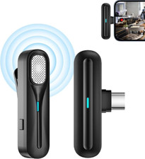 Wireless Lavalier Microphone for iPhone iPad, Noise Reduction Lapel Mic Clip
