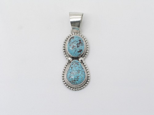 Native American Sterling Silver & Egyptian Turquoise Pendant Navajo Handmade - Picture 2 of 7