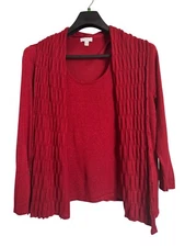 Charter Club Women Size 2X Shimmer Red Sweater Stretchy Drape Scarf EUC
