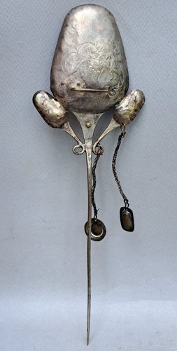 EPINGLE A CHEVEUX / BROCHE / DU PEROU EN ARGENT MASSIF / TUPU / ANCIEN XIXE - Foto 3 di 5