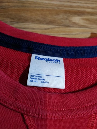 Reebok Classic Womens Sweatshirt Top Jacket Crewneck Red Navy Blue Striped White - Picture 5 of 7