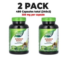Nature's Way, Ginger Root, 2 PACK, 550 mg, 240 Vegan Capsules, Digestive Support