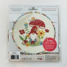 Gnome Dimensions Counted Cross Stitch Kit with Decorative Hoop #72-76315 NEW