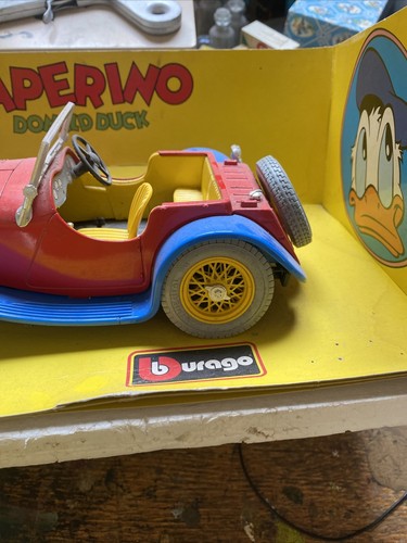 Modello Paperino Paperino Paperino vintage Burago metallo pressofuso in auto danneggiata - Foto 9 di 16
