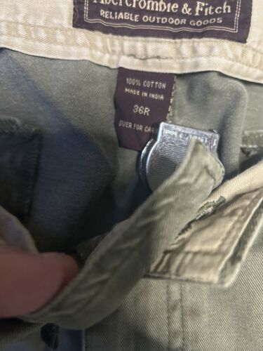 Pantaloni cargo vintage Y2K Abercrombie & Fitch uomo 36x27 verde rilassato larghi militari - Foto 3 di 3