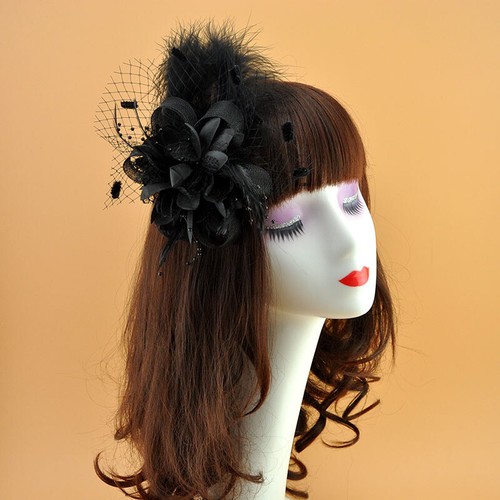 Dama Pluma Clip de Pelo Fascinador Sombrero Años 20 50 Retro Tea Party Tocado Tiara - Imagen 15 de 17