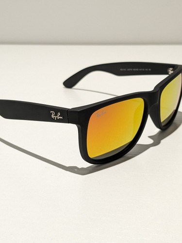 Ray-Ban Sunglasses Justin RB4165 622/6Q Matte Black Frame Orange Lens Mirror - Picture 9 of 10