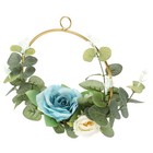 Simulierte Blumen-Reifen-Blumen-Wanddekoration, Metallring, Kranz, hängende