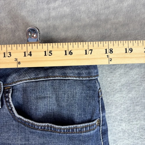 Lee Women Cut Off Denim Shorts 16 34x4Mid Rise Raw Hem Whiskered Med Wash VTG - Picture 8 of 15