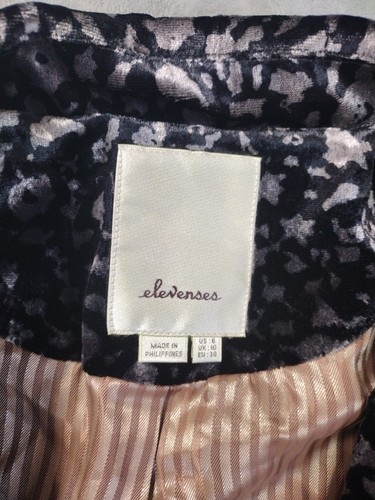 ELEVENSES Anthropologie Womens Sz 6 Lumi Leopard Print Velvet Blazer One Button - Picture 2 of 9