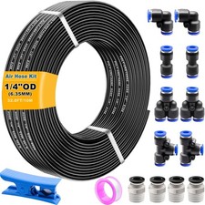weideer Air Line Tubing Kit,1/4" Hose,1/4" (6.35MM) 1/4 (6.35MM), Black 