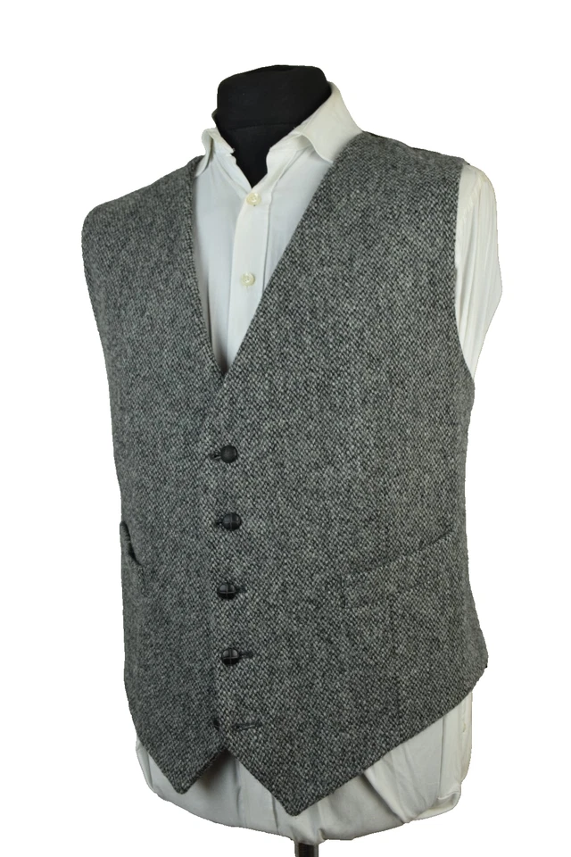 Harris Tweed Tailored Country 2 Tone Grey Waistcoat 48R #10 SUPERB - Image 3 of 4