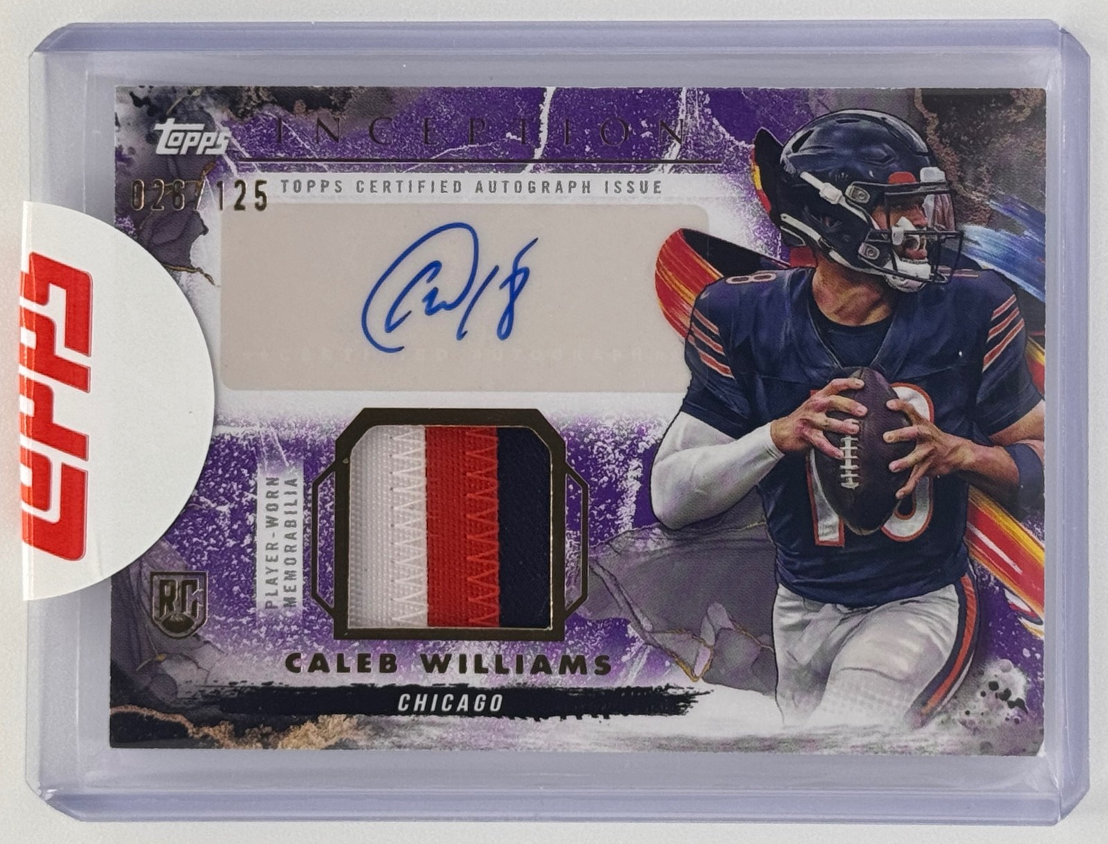 2024 Topps Inception Caleb Williams Provenance Patch Auto /125 Bears