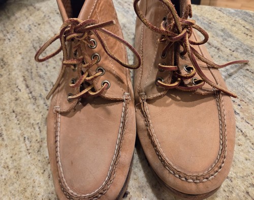 Vtg Mens Size 10 D LL Bean Leather Chukka Moccasins Brown El Salvador Lace up - Picture 4 of 13