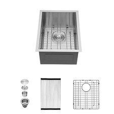 15 In. Undermount Single Bowl 16 Gauge Brushed Nickel Stainless Steel Kitchen Si