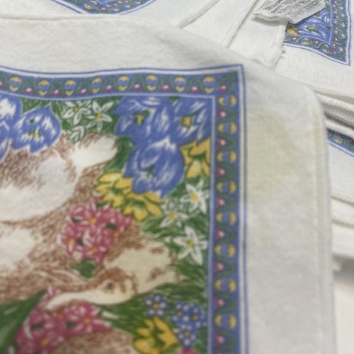 Vintage Fashion Industries Easter Bunny Spring Floral Napkins 16.5 X16.5 Set /12 - Picture 11 of 12